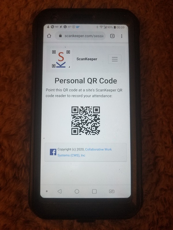 1.b. Example QR code on a Smartphone
